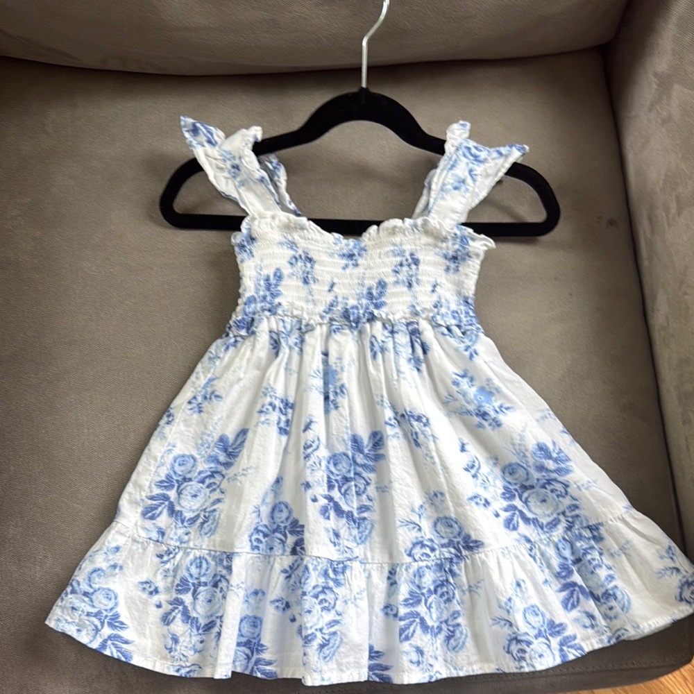 Janie and Jack Floral Blue and White Kids Dress
